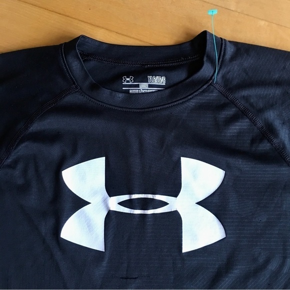 Under Armour Short Sleeve Logo Tee, Black, Camo, Youth Large (or Adult XS/S) - Picture 5 of 13